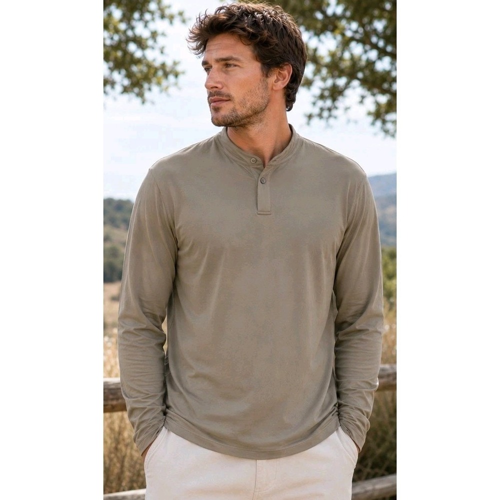 NWT Mantra Fungi Contrast Long Sleeve Polo XL Performance Luxury Minimalist